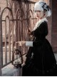 Black Velvet Vintage Elegant Lace Lapel Pearl Crucifix Decorative Gothic Lolita Long Sleeve Dress