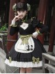 Chinese Style Stand Collar Chest Cutout Design Green Bow Red Panda Decoration Cute Sweet Lolita Long-Sleeved Dress