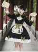 Chinese Style Stand Collar Chest Cutout Design Green Bow Red Panda Decoration Cute Sweet Lolita Long-Sleeved Dress