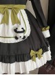 Chinese Style Stand Collar Chest Cutout Design Green Bow Red Panda Decoration Cute Sweet Lolita Long-Sleeved Dress