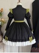 Chinese Style Stand Collar Chest Cutout Design Green Bow Red Panda Decoration Cute Sweet Lolita Long-Sleeved Dress