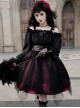 Solid Color Two-Wear Off-The-Shoulder Lantern Sleeve Metal Chain Waistband Irregular Hem Gothic Lolita Long-Sleeved Dress