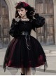 Solid Color Two-Wear Off-The-Shoulder Lantern Sleeve Metal Chain Waistband Irregular Hem Gothic Lolita Long-Sleeved Dress