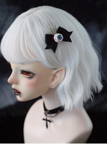 Black Bow Simulation Eyeball Skull Horror Halloween Goth Lolita Hairpin