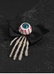 Black Bow Simulation Eyeball Skull Horror Halloween Goth Lolita Hairpin