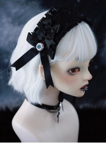 Halloween Horror Simulation Eyeball Bow Lace Symmetrical Gothic Lolita Headband