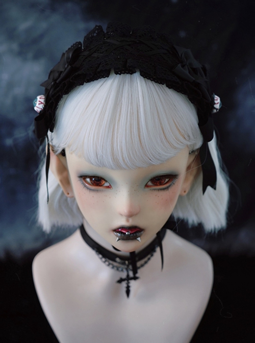 Halloween Horror Simulation Eyeball Bow Lace Symmetrical Gothic Lolita Headband