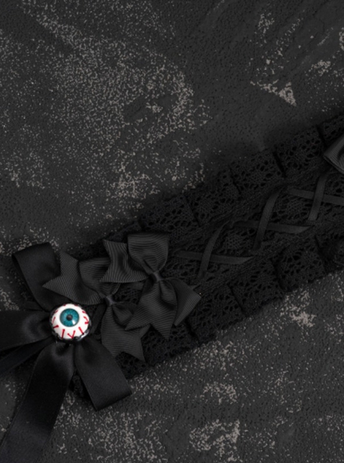 Halloween Horror Simulation Eyeball Bow Lace Symmetrical Gothic Lolita Headband