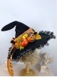 Halloween Spire Leaves Pumpkin Bat Wings Bow Decoration Gothic Lolita Kids Adult Witch Hat