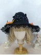 Halloween Spire Leaves Pumpkin Bat Wings Bow Decoration Gothic Lolita Kids Adult Witch Hat