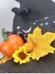 Halloween Spire Leaves Pumpkin Bat Wings Bow Decoration Gothic Lolita Kids Adult Witch Hat