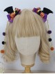 Bat Wing Print Bow Pumpkin Decorative Hairball Pendant Detachable Halloween Gothic Lolita Hair Clip