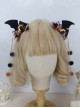 Bat Wing Print Bow Pumpkin Decorative Hairball Pendant Detachable Halloween Gothic Lolita Hair Clip