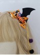 Bat Wing Print Bow Pumpkin Decorative Hairball Pendant Detachable Halloween Gothic Lolita Hair Clip