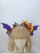 Halloween Devil Horned Bat Wings Cute Pumpkin Head Print Bow Gothic Lolita Headband