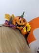 Halloween Devil Horned Bat Wings Cute Pumpkin Head Print Bow Gothic Lolita Headband