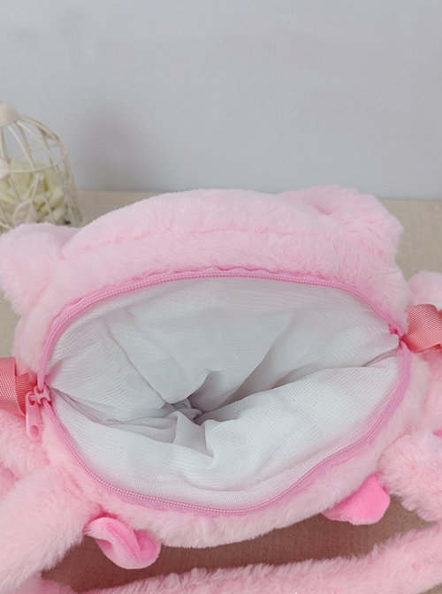 Pink Plush Sweet Bow Girl Big Ears Sweet Lolita Portable Adjustable Messenger Bag