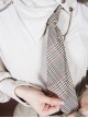 Solid Color Asymmetrical High Slanted Neckline Design Lantern Sleeves Check Tie Punk Long-Sleeved Shirt