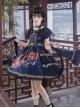 Chinese Style Printed Red Gold Color Lace Ruffled Classic Lolita Short Sleeve Dress