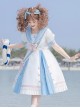 Navy Style Stripe Navy Collar Bow-Knot Detachable School Lolita Short Sleeve Dress