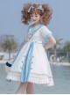 Navy Style Stripe Navy Collar Bow-Knot Detachable School Lolita Short Sleeve Dress