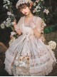 Bunny Sunflower Print Bow-Knot Waist Frenulum Polka Dot Ruffle Smock Classic Lolita Sleeveless Dress