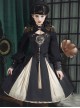 Black Chinoiserie Stand Collar Metal Chain Epaulets Embroidery Long Tassel Accessories Classic Lolita Long Sleeve Dress