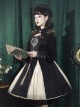 Black Chinoiserie Stand Collar Metal Chain Epaulets Embroidery Long Tassel Accessories Classic Lolita Long Sleeve Dress