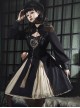 Black Chinoiserie Stand Collar Metal Chain Epaulets Embroidery Long Tassel Accessories Classic Lolita Long Sleeve Dress