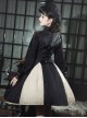 Black Chinoiserie Stand Collar Metal Chain Epaulets Embroidery Long Tassel Accessories Classic Lolita Long Sleeve Dress