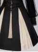 Black Chinoiserie Stand Collar Metal Chain Epaulets Embroidery Long Tassel Accessories Classic Lolita Long Sleeve Dress