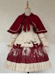 Strawberry Diary Series Sweet Cute Autumn Winter Strawberry Print Strawberry Embroidered Lace Bow Decoration Apron Sweet Lolita Long Sleeve Dress