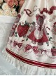 Cute Strawberry Bear Print Red Bow White Lace Hem Design Long Sleeve Coat Sweet Lolita Sleeveless Dress Suit