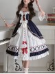 Gorgeous Lace Bow-Knot Ribbons Decorate Paneled Multi-Layer Hem Classic Lolita Short Sleeve Dress