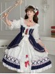 Gorgeous Lace Bow-Knot Ribbons Decorate Paneled Multi-Layer Hem Classic Lolita Short Sleeve Dress