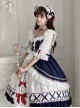 Gorgeous Lace Bow-Knot Ribbons Decorate Paneled Multi-Layer Hem Classic Lolita Short Sleeve Dress