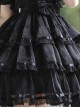 Solid Color Translucent V-Neck Design Bow-Knot Multi-Layer Lace Hem Elegant Classic Lolita Short Sleeve Dress