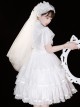 Solid Color Translucent V-Neck Design Bow-Knot Multi-Layer Lace Hem Elegant Classic Lolita Short Sleeve Dress