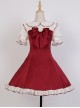 Doll Collar Chest Red Big Bow Puff Sleeves Ruffled Hem Design Classic Lolita Short Sleeve Dress