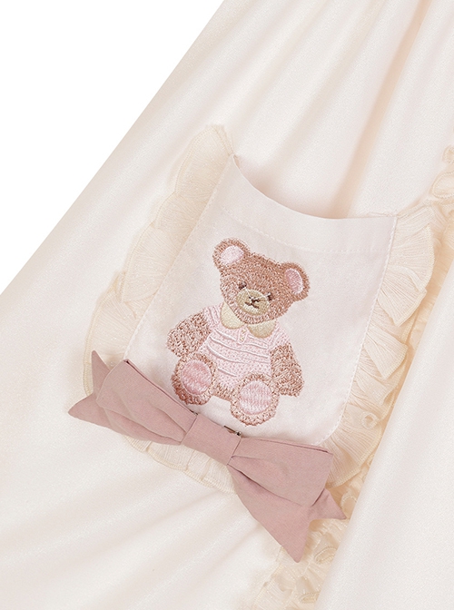 Cute Little Bear Embroidery Bow-Knot Lace Gentle Sweet Lolita Sleeveless Dress