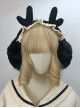 Solid Color Winter Cute Plush Antlers Lace Headband Classic Lolita Warm Windproof Ear Muffs