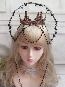 Gorgeous Tea Party Flower Married Our Lady Halo Crown Bead Chain Classic Lolita Headdress