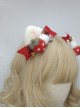 Strawberry Hair Ball Bow-Knot Cute Pink-White Cat Ears Daily Christmas Sweet Lolita Hair Clip