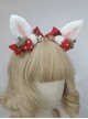 Cute Pink-White Rabbit Ears Strawberry Bow-Knot Hairball Sweet Lolita Daily Christmas Hair Clip