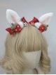 Cute Pink-White Rabbit Ears Strawberry Bow-Knot Hairball Sweet Lolita Daily Christmas Hair Clip