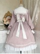 Solid Color Elegant Autumn Gentle Lantern Sleeve Rose Lace Rabbit Ears Classic Lolita Long Sleeve Dress