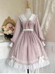 Solid Color Elegant Autumn Gentle Lantern Sleeve Rose Lace Rabbit Ears Classic Lolita Long Sleeve Dress