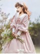 Solid Color Elegant Autumn Gentle Lantern Sleeve Rose Lace Rabbit Ears Classic Lolita Long Sleeve Dress