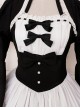 Black-White Elegant Maid Bubble Flare Sleeves Bow-Knot Decorate Lace Classic Lolita Sleeveless Dress Set