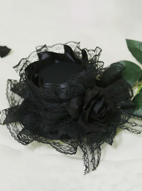 Gothic Retro Palace Lace Rose Bow-Knot Gothic Lolita Hairpin